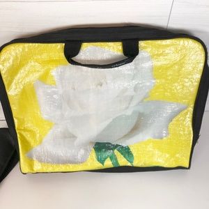 Recycled Messenger Laptop Bag White Rose Rice Bag